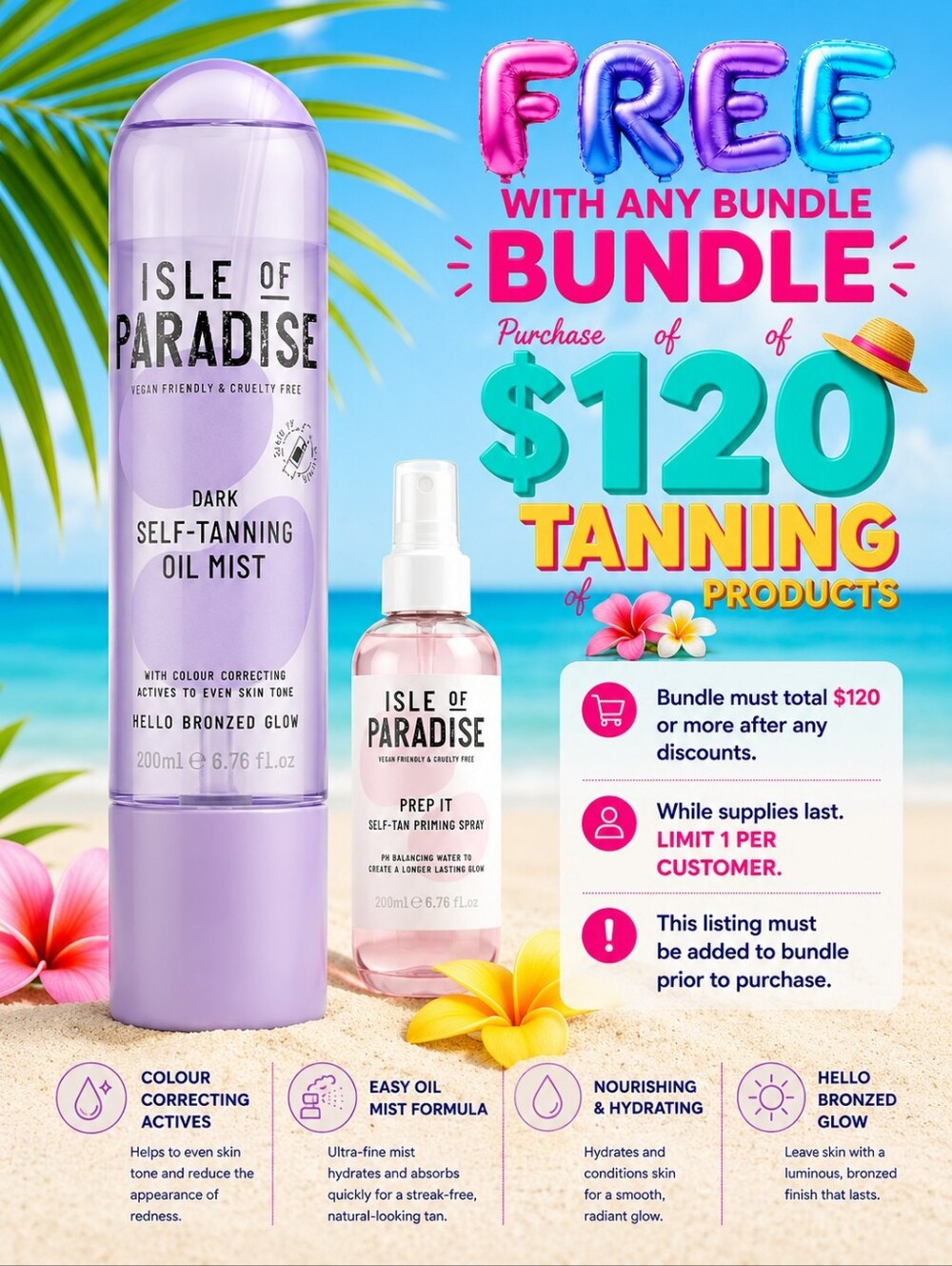 Isle of Paradise Dark Self Tanning Oil Mist - Color Correcting!
